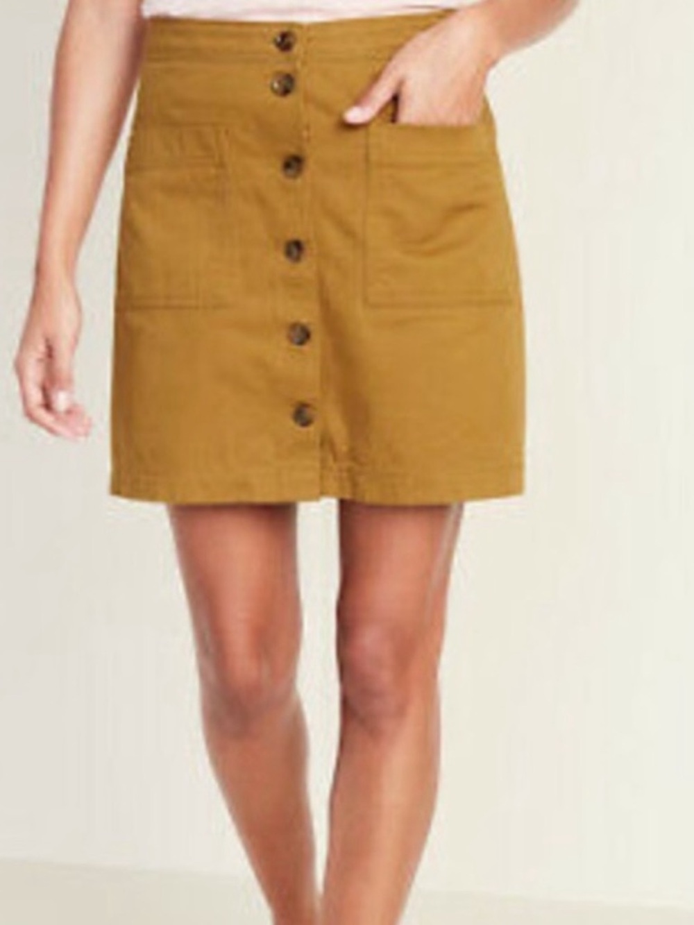Old Navy Tan Brown Flat Front Button Down Mini Skirt Size 2